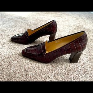 Ralph Lauren Crocodile Embossed Leather Pump